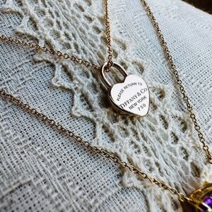 Tiffany RTT 18K Rose Gold Mini Heart Lock Pendant/Charm Necklace, 13.75"